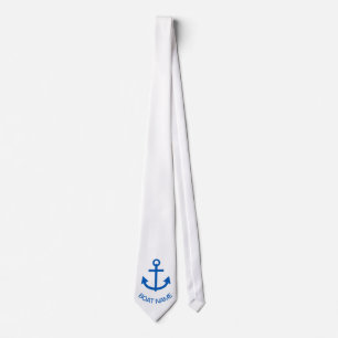 Anchor Blue Gepersonaliseerde uw bootnaam Stropdas