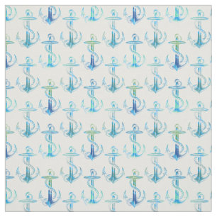 Anchor Blue Green White Fabric Stof