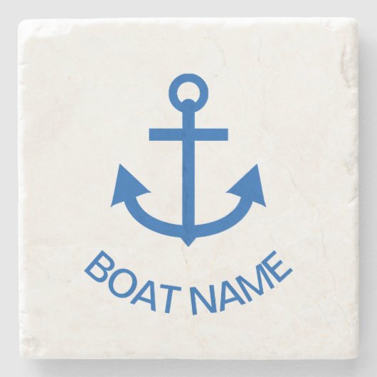 Anchor Blue Personalized Your Boat Name Stenen Onderzetter (Voorkant)