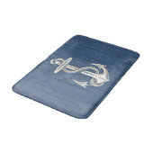 Anchor Cream  Blue Wood Bath Rug Badmat (Gekanteld)