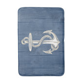 Anchor Cream  Blue Wood Bath Rug Badmat (Voorkant Verticaal)