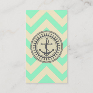 Anchor Down Chevron Mint Cream Visitekaartje