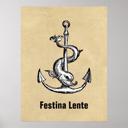 Anchor en Dolphin - Festina Lente Poster (Voorkant)