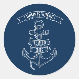 Anchor Home is waar de anker valt Ronde Sticker