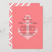 Anchor in roze uitnodiging (Voorkant / Achterkant)