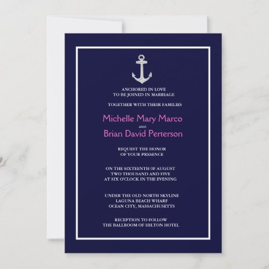 ANCHOR l Nautical Destination Thmed Wedding Kaart (Voorkant)