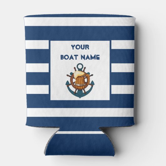 Anchor Lake Beer Lover Nautical Uw Bootnaam Blikjeskoeler (Achterkant)