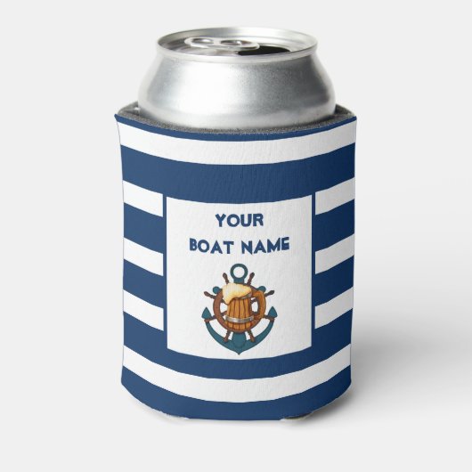 Anchor Lake Beer Lover Nautical Uw Bootnaam Blikjeskoeler (Blikje Achterkant)