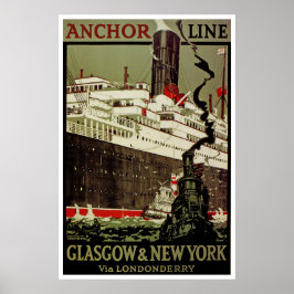 Anchor Line ~ Glasgow-New York Poster
