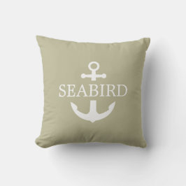 Anchor Logo Solid Grey Olive Green. Boat Buitenkussen