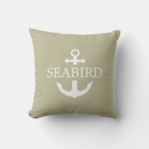 Anchor Logo Solid Grey Olive Green. Boat Buitenkussen