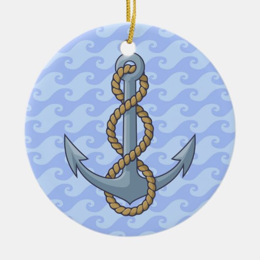 Anchor met Rope Keramisch Ornament (Voorkant)