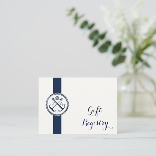 Anchor Monogrammen, Nautical Wedding Gift register Informatiekaartje (Staand voorkant)