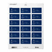 Anchor Nautical Address Label Gift Navy Blue White (Full Sheet)