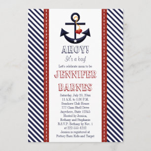 Anchor Nautical Baby Shower-uitnodigingen Kaart