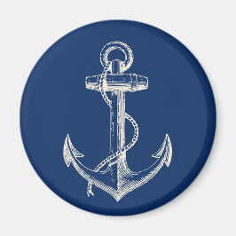 Anchor Nautical Decor Magnet Gift Navy Blue White Magneet