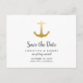 Anchor Nautical Faux Gold Foil | Datum opslaan Aankondigingskaart (Voorkant)