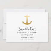 Anchor Nautical Faux Gold Foil | Datum opslaan Kaart (Voorkant)