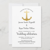 Anchor Nautical Faux Gold Foil | Ocean Wedding Kaart (Voorkant)