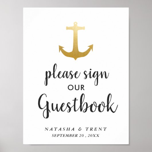Anchor Nautical Faux Gold Foil | Weddenschap Poster (Voorkant)
