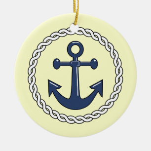 Anchor Nautical Kerstsierente Keramisch Ornament