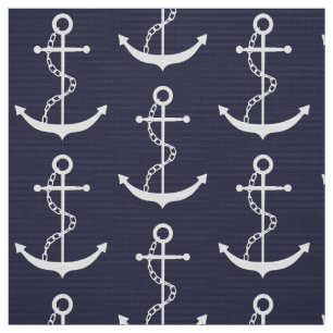 Anchor Nautical Navy Blue Stof