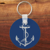 Anchor Nautical Sleutelhanger Gift Navy Blue White (Voorkant)