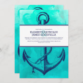  anchor Nautical Wedding Invitations Kaart (Voorkant / Achterkant)