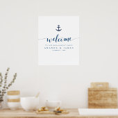 Anchor Nautical Wedding Rehearsal Dinner Welkom Poster (Keuken)