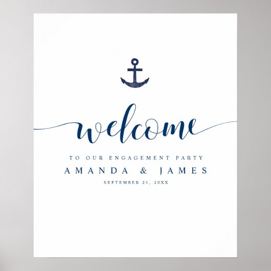 Anchor Nautical Wedding Rehearsal Dinner Welkom Poster (Voorkant)