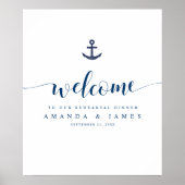 Anchor Nautical Wedding Rehearsal Dinner Welkom Poster (Voorkant)