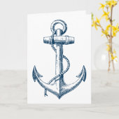 Anchor Nautical Wenskaart Gift Navy Blue White Kaart (Gele Bloem)