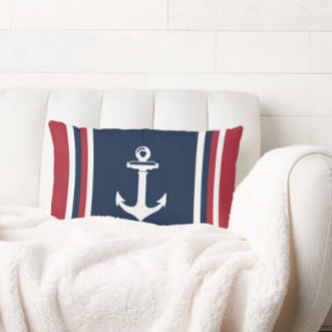 Anchor Navy Blue Red Nautical Sierkussen Kussen