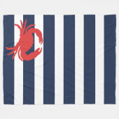Anchor Navy Blue Stripes Red Crab Fleece Deken (Voorkant (Horizontaal))