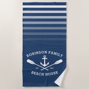 Anchor Oars familienaam Beach House Aqua Blue Strandlaken