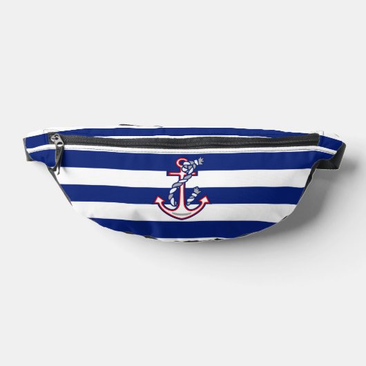 Anchor on Nautical Navy Blue Stripes Print (Poser)