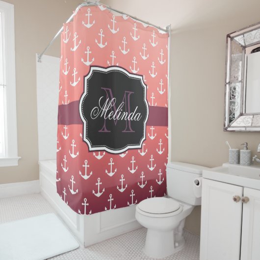 Anchor Pattern Douchegordijn (In situ)