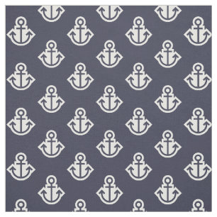 Anchor Pattern Fabric in Navy and White Stof