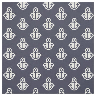 Anchor Pattern Fabric in Navy and White Stof