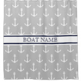 Anchor Pattern Grey Blue Nautical Boat Name Douchegordijn (Voorkant)
