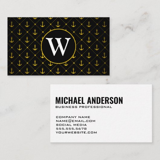 Anchor Pattern | Monogram Visitekaartje (Voorkant / Achterkant)