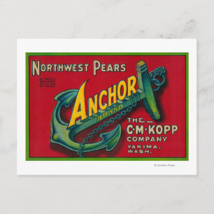 Anchor Pear Crate LabelYakima, WA Briefkaart