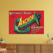 Anchor Pear Crate LabelYakima, WA Canvas Afdruk (Insitu (Woonkamer))