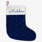 Anchor Polka Dots Pattern | Jouw namen toevoegen Kleine Kerstsok (Voorkant)