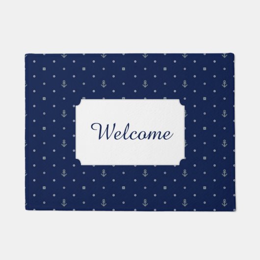Anchor Polka Dots Pattern | Jouw tekst toevoegen Deurmat (Voorkant)