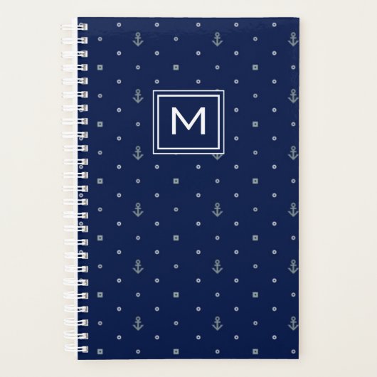 Anchor Polka Dots Pattern | Voeg je Initiaal toe Planner (Voorkant)