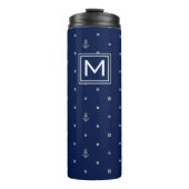 Anchor Polka Dots Pattern | Voeg je Initiaal toe Thermosbeker (Voorkant)