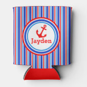 Anchor red blue stripe name blikjeskoeler (Voorkant)