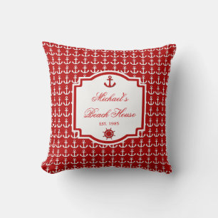 Anchor Red Nautical Pillow Kussen