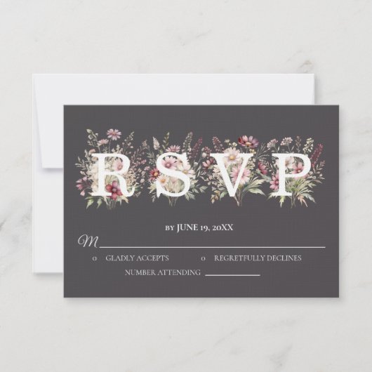 Anchor Spring Floral Wedding RSVP card (Devant)